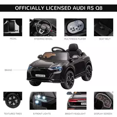 HOMCOM Licensed Audi RS Q8 Electric Ride On Car, with Remote Control, Black - 7