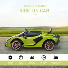 HOMCOM Lamborghini Sian Licensed 12V Electric Car for Kids 2 Motors Toy Car with Remote Control Music Lights MP3 for 3-5 Years Green - 4