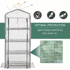 Outsunny 4 Tiers Mini Portable Greenhouse Compact Plant Grow Shed Metal Frame PE Cover 160H x 70L x 50Wcm - 5