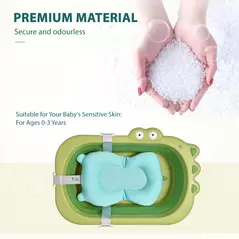 HOMCOM Baby Bath Tub for Toddler Kids Infant Ergonomic Foldable Secure Non-Slip Portable with Baby Cushion for 0-3 Years Green - 4