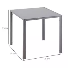 HOMCOM Modern Square Dining Table for 2-4 People, with Glass Top & Metal Legs for Dining Room, Living Room, Grey - 3