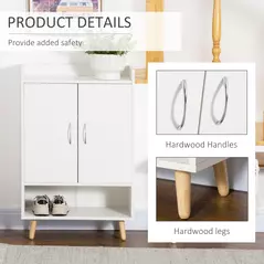 HOMCOM Modern Shoe Cabinet Storage Organizer with Doors and Shelves for Hallway & Entryway, 60L x 30W x 92Hcm, White - 6