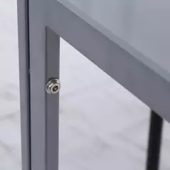 HOMCOM Modern Square Dining Table for 2-4 People, with Glass Top & Metal Legs for Dining Room, Living Room, Grey - 6