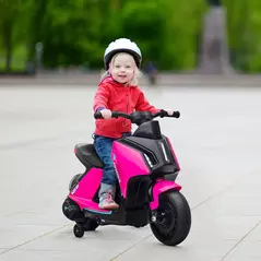 HOMCOM 6V Kids Electric Motorbike Ride On Toy w/ Music LED Lights Safety Training Wheels for Girls Boy 2-4 Years Pink - 2