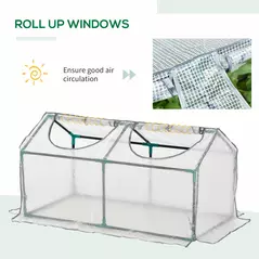 Outsunny Mini Greenhouse Portable Flower Planter Tomato Vegetable House for Garden Backyard with Zipper 120 x 60 x 60 cm, White - 5