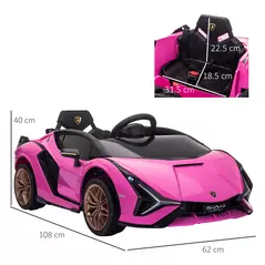 HOMCOM Lamborghini Sian Licensed 12V Electric Car for Kids 2 Motors Toy Car with Remote Control Music Lights MP3 for 3-5 Years Pink - 3