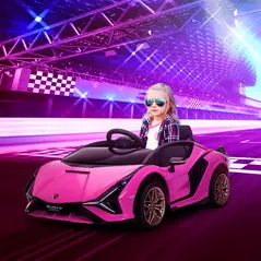 HOMCOM Lamborghini Sian Licensed 12V Electric Car for Kids 2 Motors Toy Car with Remote Control Music Lights MP3 for 3-5 Years Pink - 2