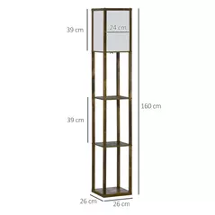 HOMCOM 3-Tier Floor Lamp, Floor Light with Storage Shelf, Reading Standing Lamp with Acrylic Shade for Living Room, Bedroom, Kitchen, Dining Room, Office, Dorm, 160cm, Brown - 3