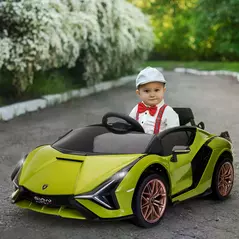 HOMCOM Lamborghini Sian Licensed 12V Electric Car for Kids 2 Motors Toy Car with Remote Control Music Lights MP3 for 3-5 Years Green - 2