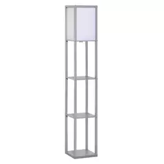 HOMCOM 3-Tier Floor Lamp, Floor Light with Storage Shelf, Reading Standing Lamp with Acrylic Shade for Living Room, Bedroom, Kitchen, Dining Room, Office, Dorm, 160cm, Grey - 1