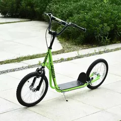 HOMCOM Kick Scooters for Kids with Adjustable Height, Anti-Slip Deck, Dual Brakes, Rubber Tyres, for Boys and Girls Aged 5+ Years Old - Green - 2