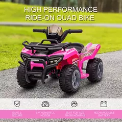 HOMCOM 6V Kids Electric Ride on Car Toddlers Quad Bike All Terrain Vehicle Toy With Music for 18-36 months Pink - 4
