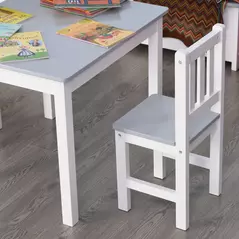HOMCOM Kids Table and Chair Set 3 Pieces Toddler Preschoolers Desk with 2 Chairs for Indoor Study Rest Snack Time Grey - 8