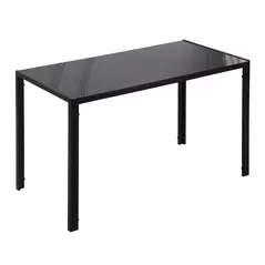 HOMCOM 120cm Dining Table, Rectangle 4 Seater Kitchen Table with Tempered Glass Top and Metal Legs for Dining Room, Living Room (Chairs Not Included), Black - 1