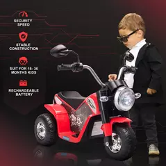HOMCOM 6V Kids Electric Motorbike 3 Wheels Ride On Toy with Horn Headlights Realistic Sounds for Girl Boy 18 - 36 Months Red - 5