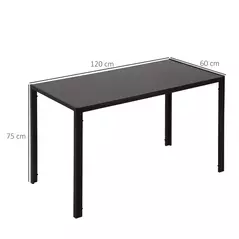 HOMCOM 120cm Dining Table, Rectangle 4 Seater Kitchen Table with Tempered Glass Top and Metal Legs for Dining Room, Living Room (Chairs Not Included), Black - 3