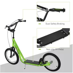 HOMCOM Kick Scooters for Kids with Adjustable Height, Anti-Slip Deck, Dual Brakes, Rubber Tyres, for Boys and Girls Aged 5+ Years Old - Green - 7