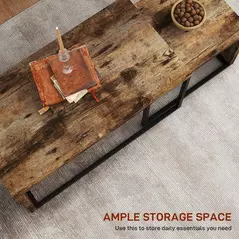 HOMCOM Nesting Coffee Table Set of 2, Industrial Stacking Side End Tables with Metal Frame for Living Room, Bedroom, Rustic Brown - 4