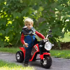 HOMCOM 6V Kids Electric Motorbike 3 Wheels Ride On Toy with Horn Headlights Realistic Sounds for Girl Boy 18 - 36 Months Red - 2