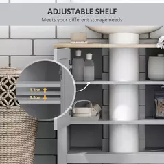 kleankin Under Sink Cabinet, Bathroom Vanity Unit, Pedestal Under Sink Design, Storage Cupboard with Adjustable Shelf, Grey - 5