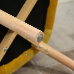 HOMCOM Modern Accent Chair, Upholstered Tufted Wingback Armchair with Seat Padding, Velvet Leisure Lounge Bedroom Chair with Wood Legs, Yellow - 9