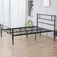 HOMCOM King Metal Bed Frame Solid Bedstead Base with Headboard and Footboard, Metal Slat Support and Underbed Storage Space, Bedroom Furniture, Black - 7