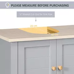 kleankin Under Sink Cabinet, Bathroom Vanity Unit, Pedestal Under Sink Design, Storage Cupboard with Adjustable Shelf, Grey - 4