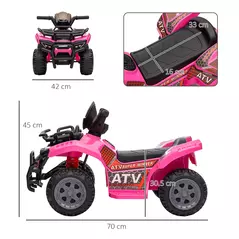 HOMCOM 6V Kids Electric Ride on Car Toddlers Quad Bike All Terrain Vehicle Toy With Music for 18-36 months Pink - 3