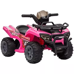 HOMCOM 6V Kids Electric Ride on Car Toddlers Quad Bike All Terrain Vehicle Toy With Music for 18-36 months Pink - 1