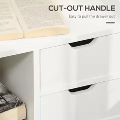 HOMCOM Bedside Table, Small Bedside Cabinet with 2 Drawers and Storage Shelves, Modern Nightstand for Bedroom, White - 6