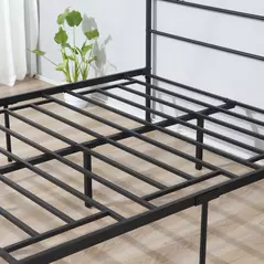 HOMCOM King Metal Bed Frame Solid Bedstead Base with Headboard and Footboard, Metal Slat Support and Underbed Storage Space, Bedroom Furniture, Black - 9