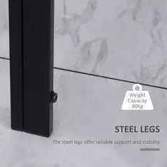 HOMCOM 120cm Dining Table, Rectangle 4 Seater Kitchen Table with Tempered Glass Top and Metal Legs for Dining Room, Living Room (Chairs Not Included), Black - 5