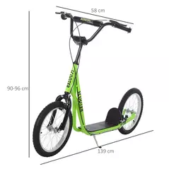 HOMCOM Kick Scooters for Kids with Adjustable Height, Anti-Slip Deck, Dual Brakes, Rubber Tyres, for Boys and Girls Aged 5+ Years Old - Green - 3