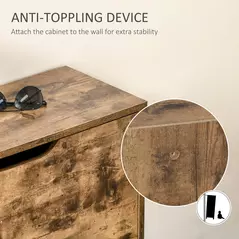 HOMCOM Industrial Shoe Cabinet with 2 Flip Drawers, Narrow Shoe Storage Cabinet for 12 Pairs, Freestanding Slim Shoe Storage Organiser for Entryway, Hallway, Rustic Brown - 6