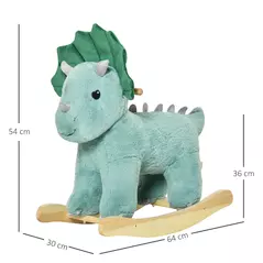 HOMCOM Plush Ride-On Rocking Dinosaur, with Sound - Green - 3