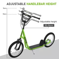 HOMCOM Kick Scooters for Kids with Adjustable Height, Anti-Slip Deck, Dual Brakes, Rubber Tyres, for Boys and Girls Aged 5+ Years Old - Green - 4