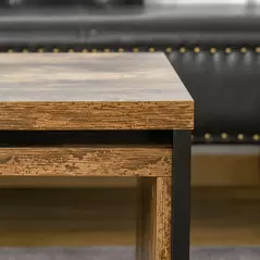 HOMCOM Nesting Coffee Table Set of 2, Industrial Stacking Side End Tables with Metal Frame for Living Room, Bedroom, Rustic Brown - 8