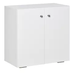 HOMCOM Storage Cabinet w/ Two Shelves Wooden Sideboard Freestanding Kitchen Cupboard Bookcase - White - 1