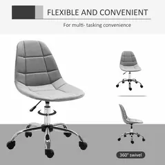 Vinsetto Ergonomic Office Chair with Adjustable Height and Wheels Velvet Executive Chair Armless for Home Study Bedroom Grey - 4