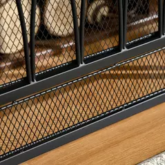 HOMCOM 126cm 3-Panel Metal Folding Fireplace Screen Heat Flame Protective Guard Child Pet Home Spark Barrier Surround w/ Mesh Pattern - 7