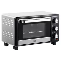HOMCOM 16L Mini 1400W Countertop Oven - Black/Silver Tone - 1