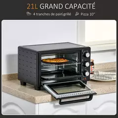 HOMCOM 21L Mini Countertop Oven, 100°C-230°C Adjustable Temp - Black - 4