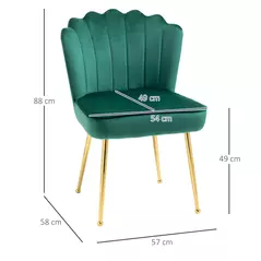 HOMCOM Velvet-Feel Shell Accent Chair - Green - 3