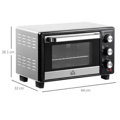 HOMCOM 16L Mini 1400W Countertop Oven - Black/Silver Tone - 3