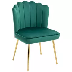 HOMCOM Velvet-Feel Shell Accent Chair - Green - 1