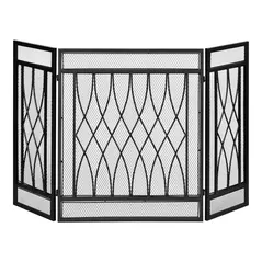 HOMCOM 126cm 3-Panel Metal Folding Fireplace Screen Heat Flame Protective Guard Child Pet Home Spark Barrier Surround w/ Mesh Pattern - 1
