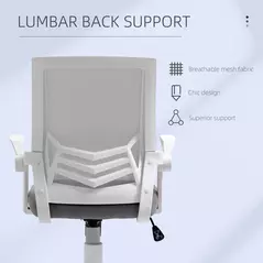 Vinsetto Office Chair with Flip-up Armrest, Mid Back Desk Chair with Mesh Back, Lumbar Support, Adjustable Height, Swivel Wheels for Home, Grey - 6