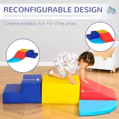 HOMCOM Soft Play 4-piece Climb and Crawl Foam Toddler Stairs and Ramp Colorful Children's Educational Software Activity Toys for Baby Preschooler - 6
