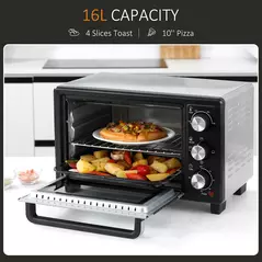 HOMCOM 16L Mini 1400W Countertop Oven - Black/Silver Tone - 4