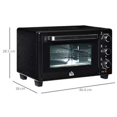 HOMCOM 21L Mini Countertop Oven, 100°C-230°C Adjustable Temp - Black - 3